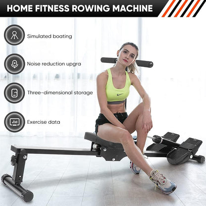 Rowing machine fitness machine showing height adjustment positions