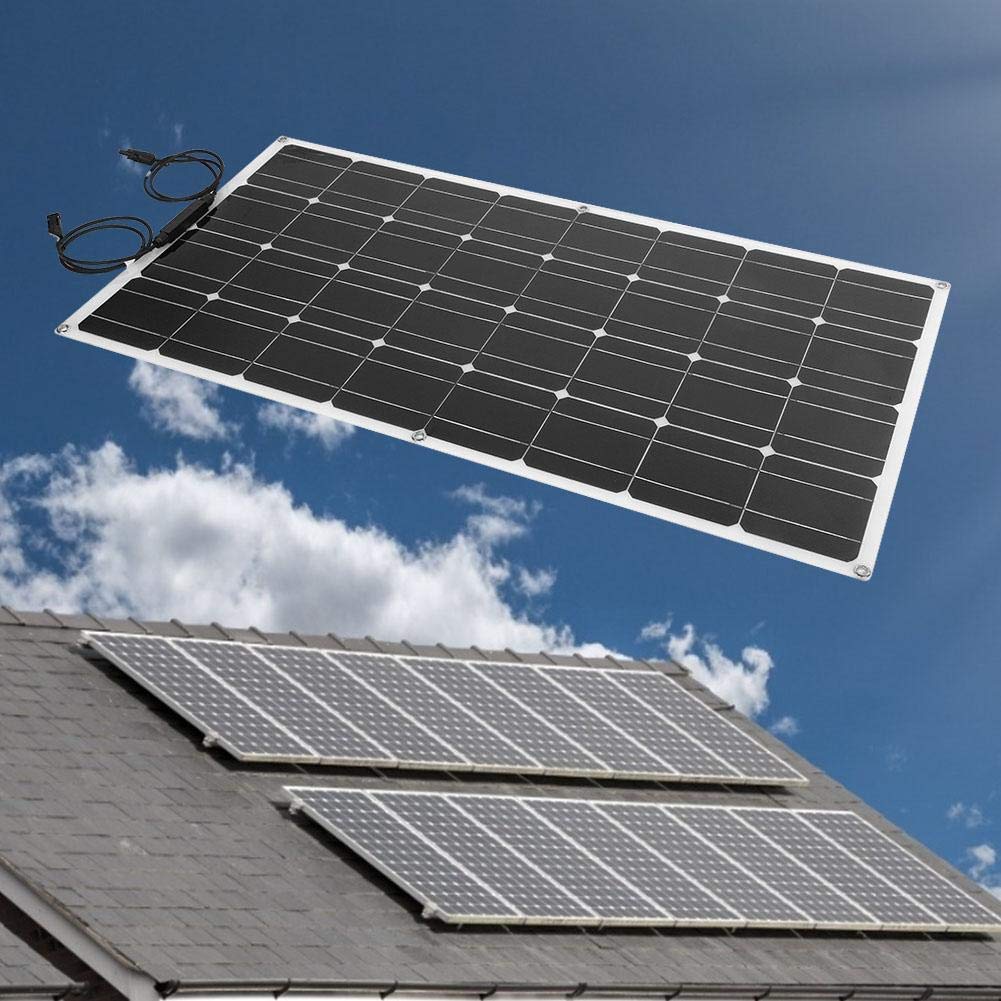 Flexible solar panel 100W on a tent roof for camping use