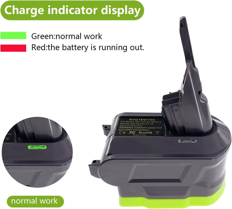 Ryobi 18V Battery to Dyson V7 V8 Adapter Converter