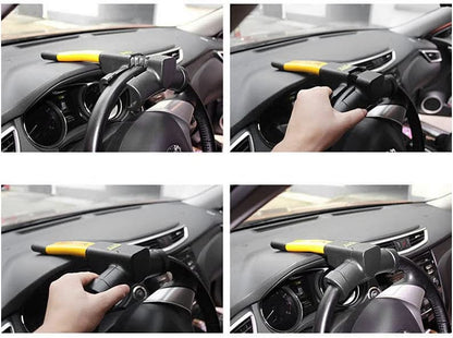 Detail of foam coating on car steering wheel lock to prevent scratches