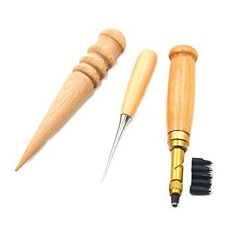 18PCs Leather Craft Tools Kit Tools DIY Groover Punch Kit Stiching Carving Craft Sewing