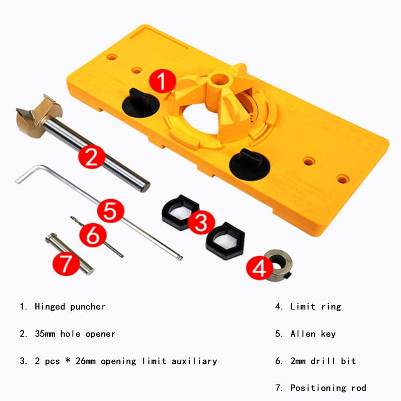 Concealed 35mm Cup Style Hinge Jig Boring Hole Drill Guide with Drill Bit Wood