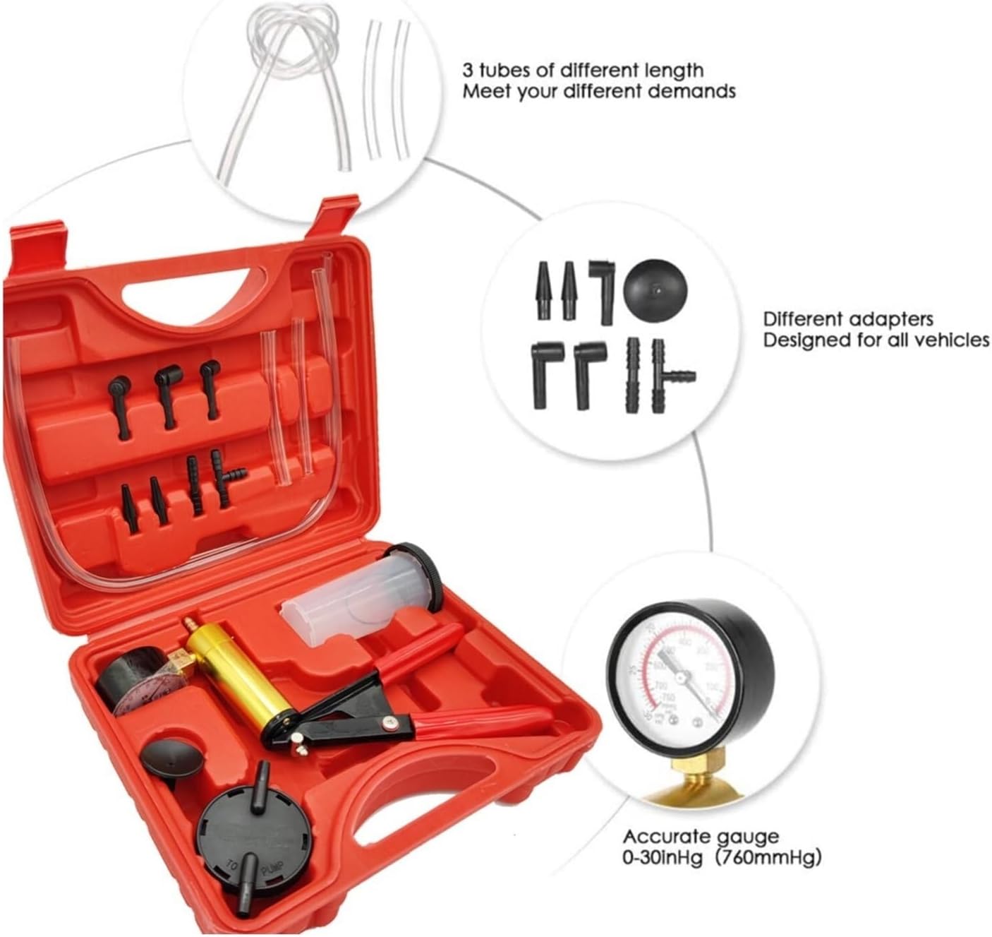 Vacuum pump kit with tapered hose adaptors attached