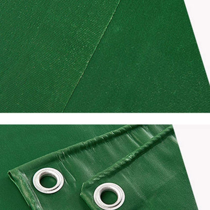 Buttonhole detail on green heavy duty tarpaulin tarp