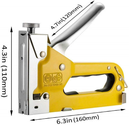 Staple gun with D-style staples loaded