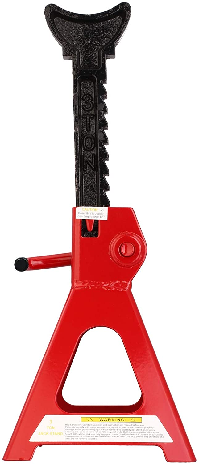 Pair of axle stands holding vehicle safely