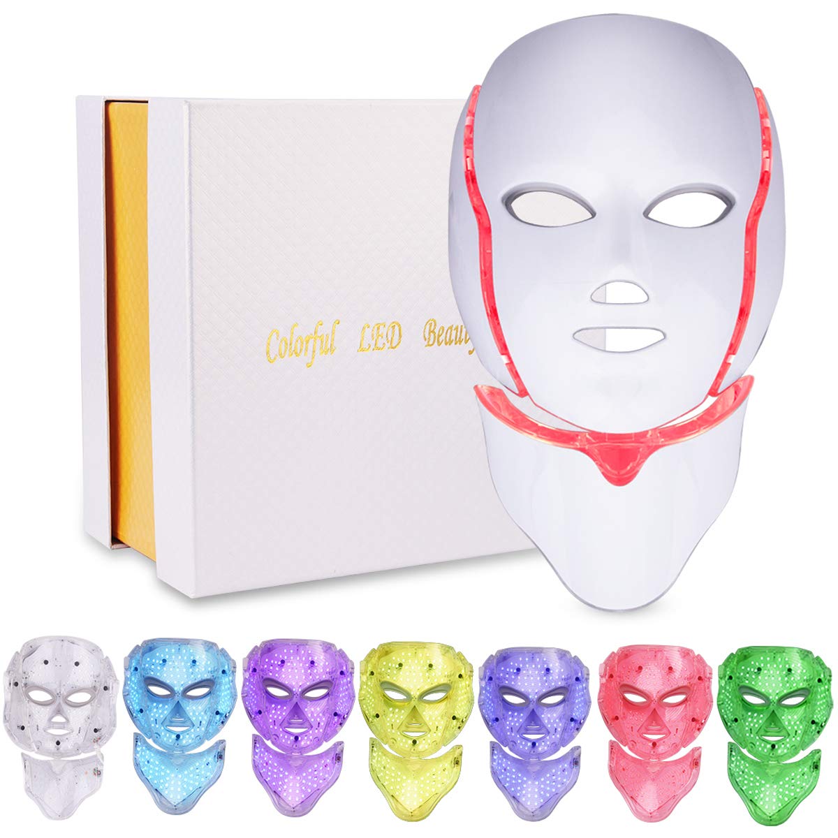 Side view of LED face mask highlighting neck coverage area
