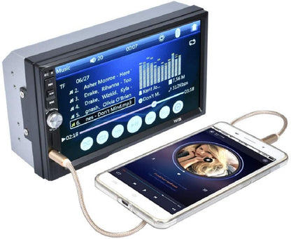 Digital FM radio display on car stereo with station tuning