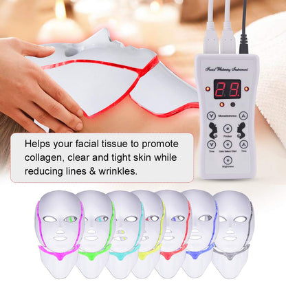 LED face mask displaying micro-current function controls
