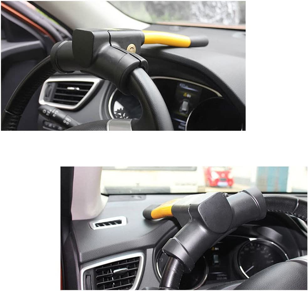 Car steering wheel lock showing compact size and shape