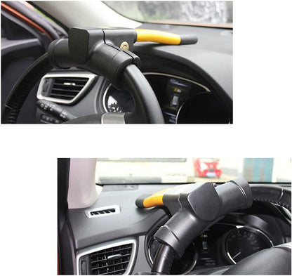 Car steering wheel lock showing compact size and shape