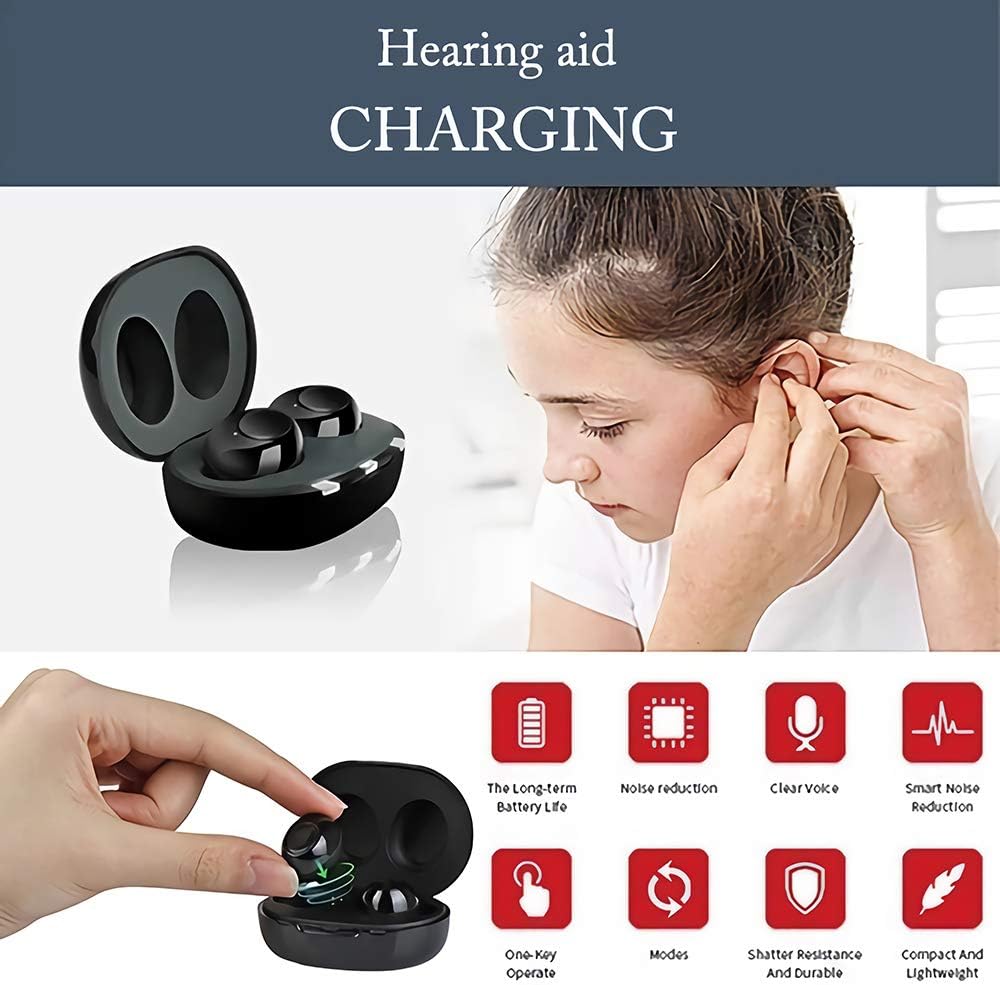 Hearing aids charging in USB powered case