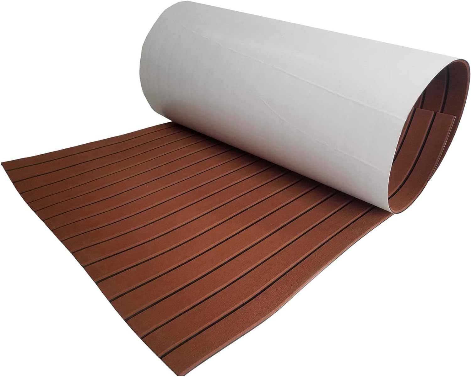 Boat flooring mat rolled up ready for installation