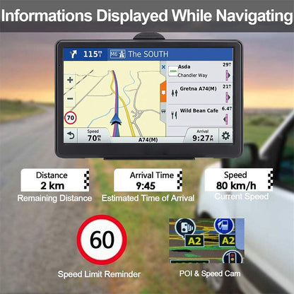 Car GPS Navigation mounted on car windscreen with suction cup