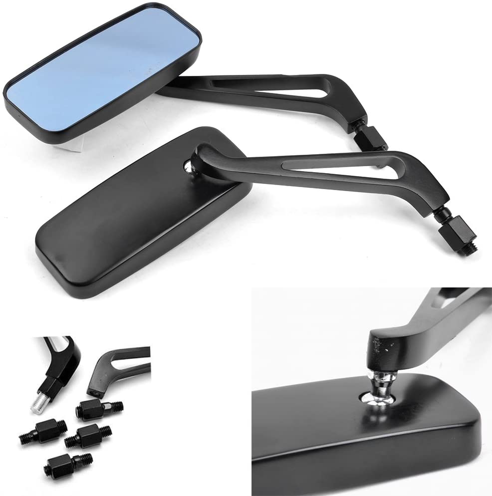 Motorcycle rear mirror showing mounting bolt detail