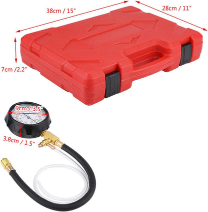 Fuel pressure tester showing quick coupling adapters