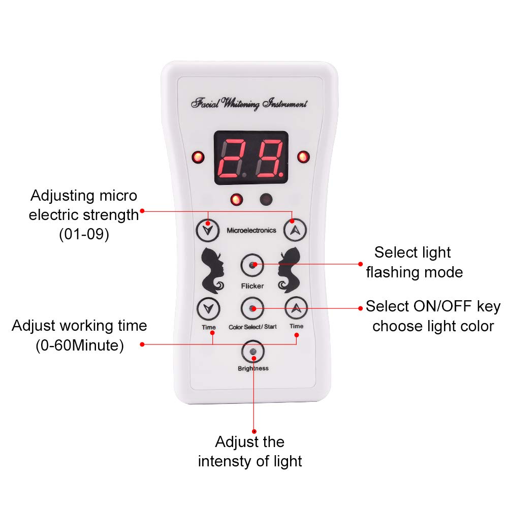 LED face mask with remote control for easy setting changes