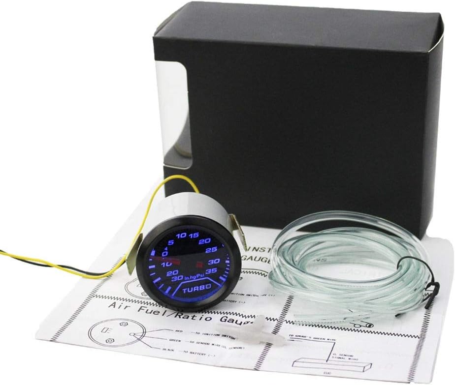 Digital display of turbo boost gauge 52mm showing pressure reading