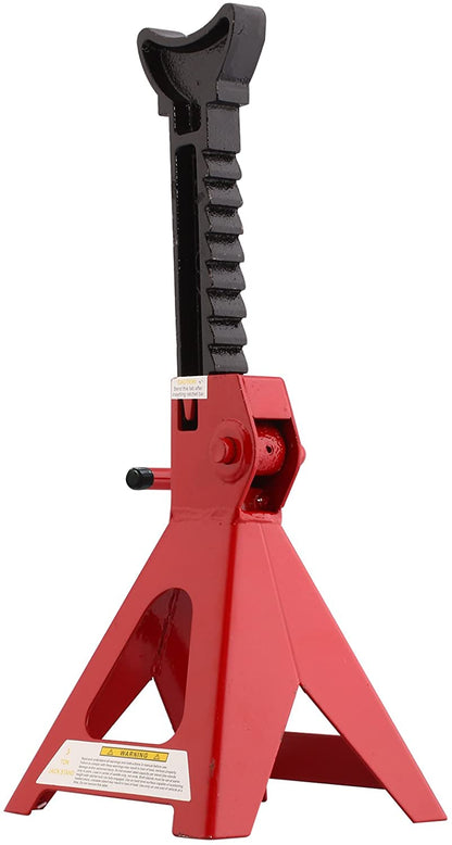 Adjustable height axle stand showing locking mechanism