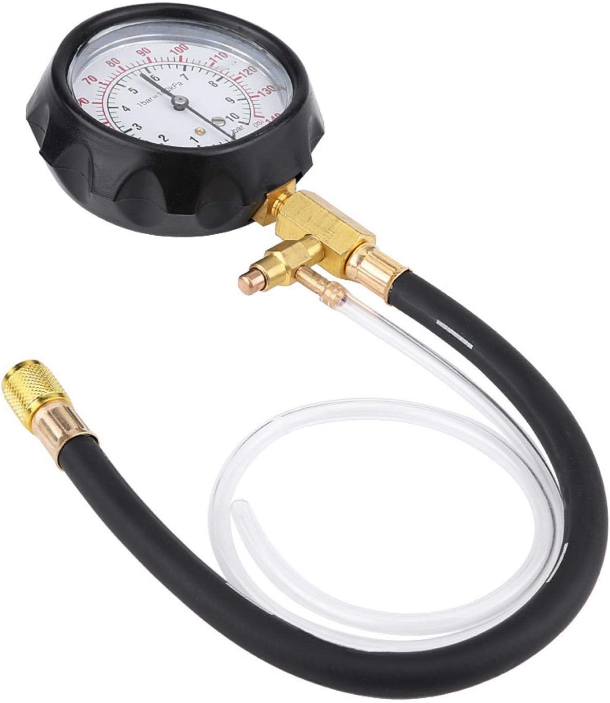 Fuel pressure tester gauge displaying psi and bar scales