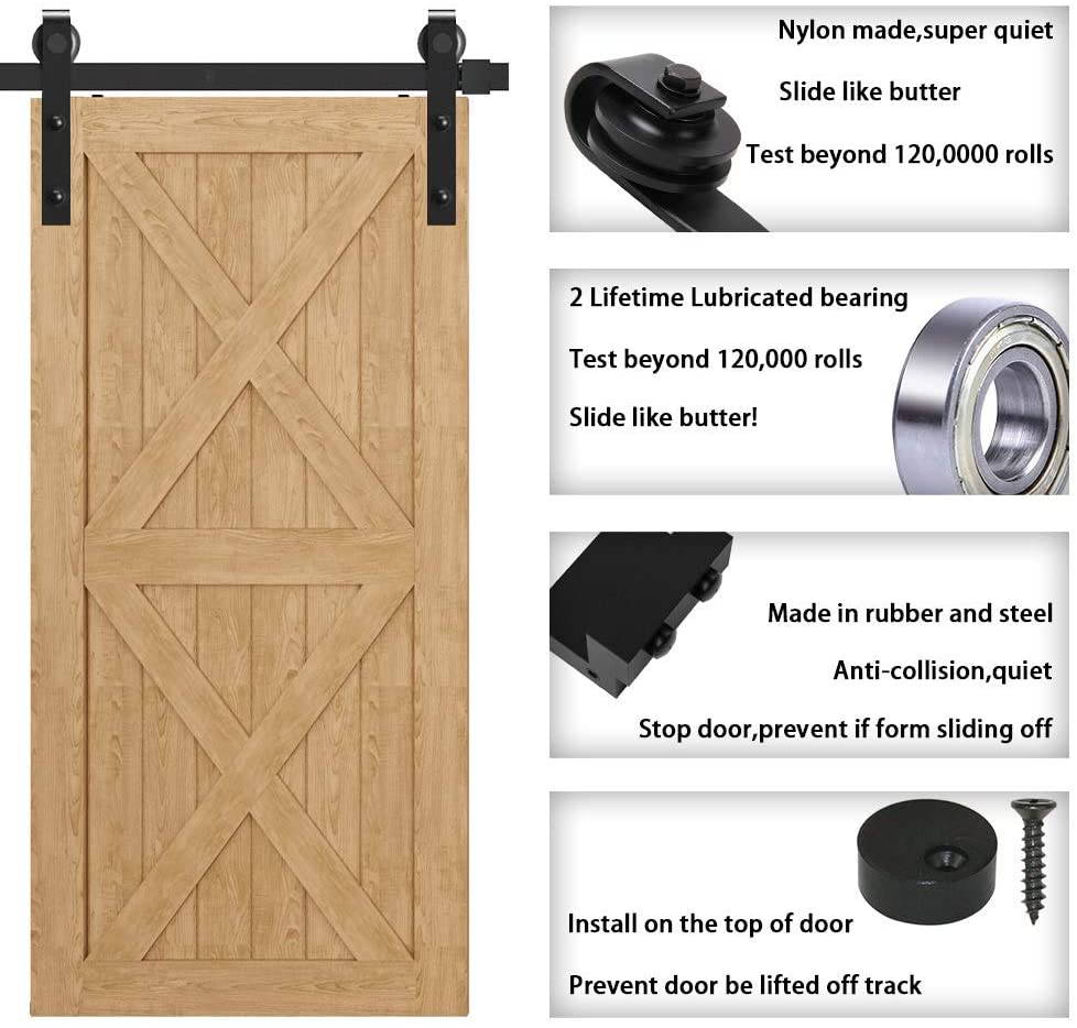 Heavy duty barn door hardware 36m with anti-jump pads attached