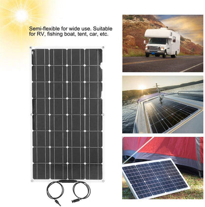 Lightweight flexible solar panel 100W being carried outdoors