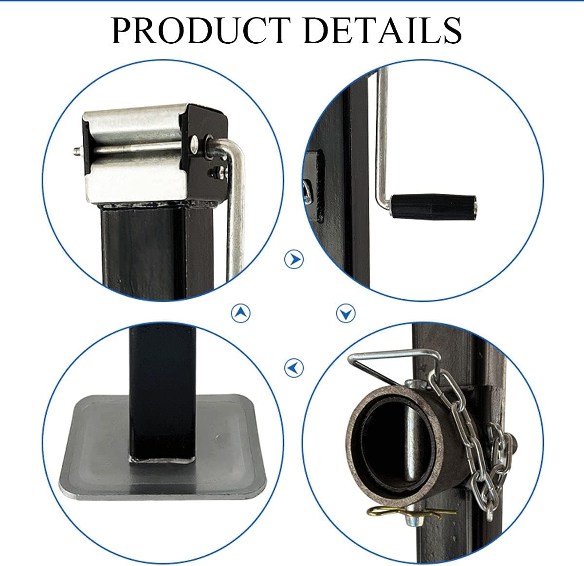 Heavy duty trailer jack with pull pin locking mechanism
