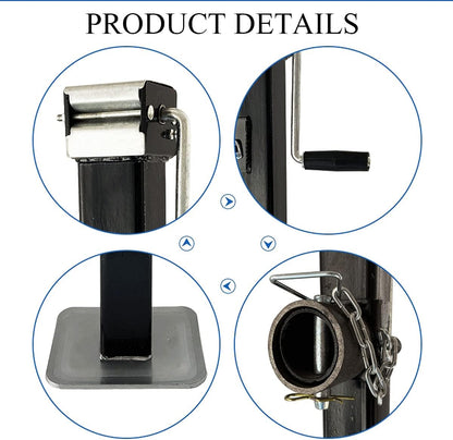 Heavy duty trailer jack with pull pin locking mechanism