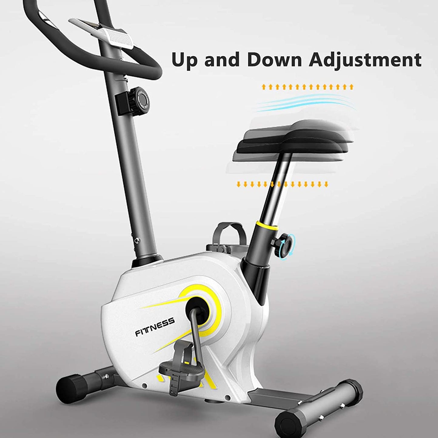 Pedals of exercise bike with foot straps for secure cycling