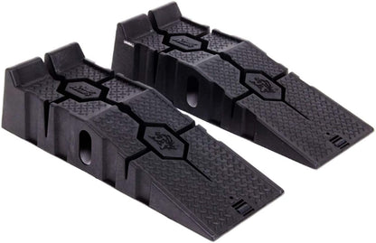 Front angle showing tyre-stop ends with wheel groove