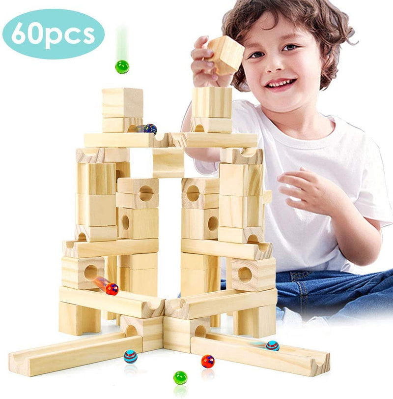 Marble Run Wood 60 Pieces With 10 Marble