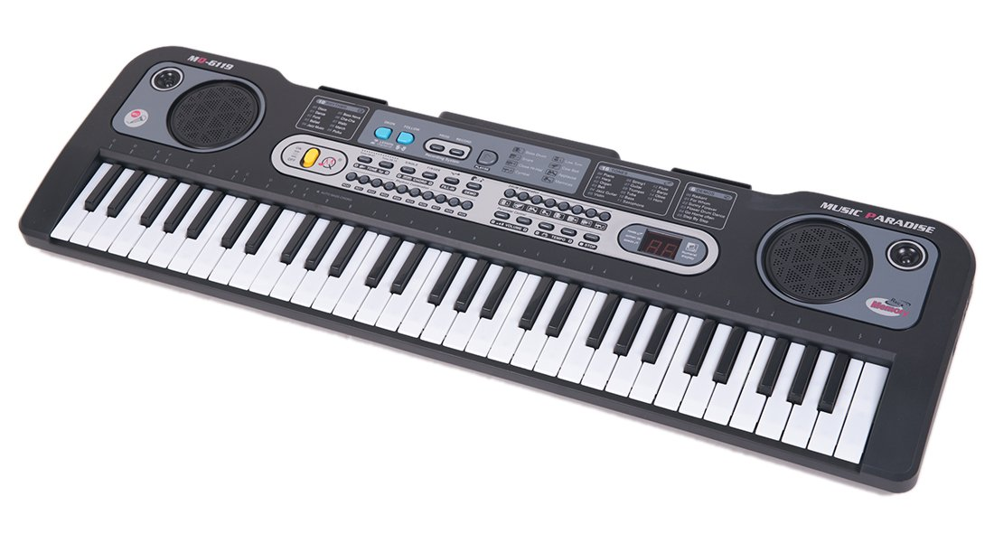 Microphone included with keyboard piano for singing