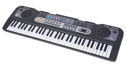 Microphone included with keyboard piano for singing
