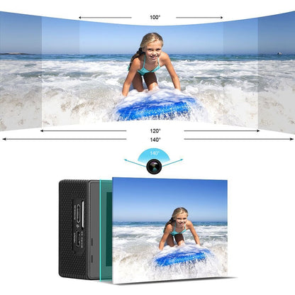 Action camera in waterproof case for underwater use