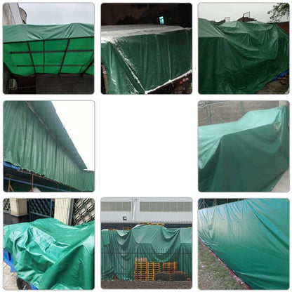 Canvas tarpaulin tarp used as groundsheet under tent