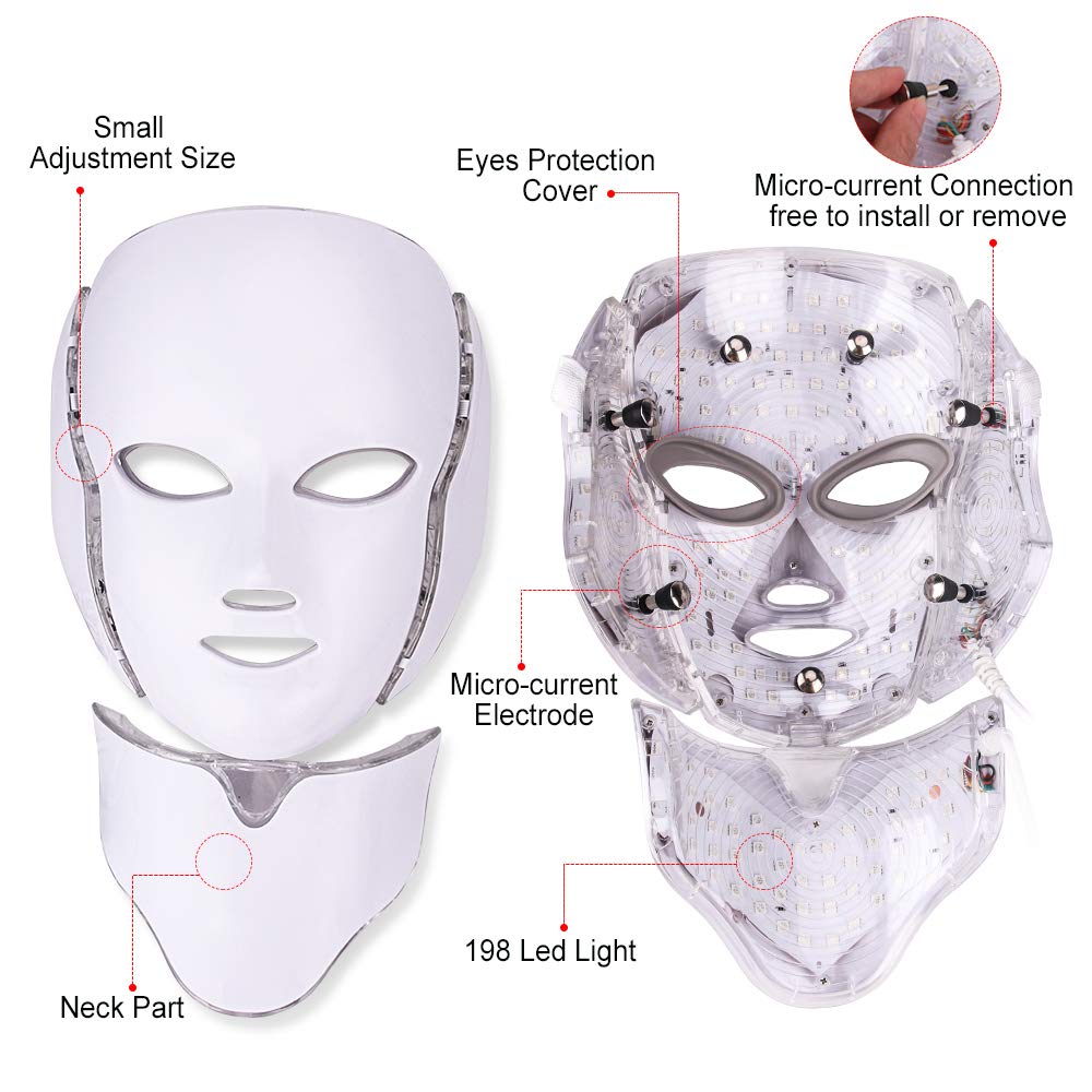 LED face mask showing 192 LEDs for full facial coverage