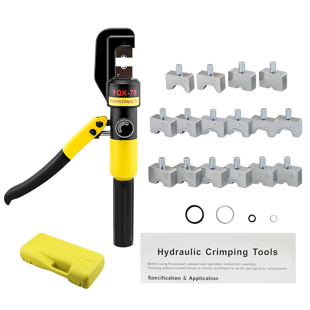 Hydraulic crimping tool crimping copper wire connector