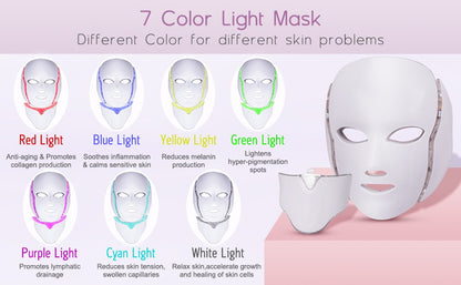 LED face mask in use during home spa treatment session