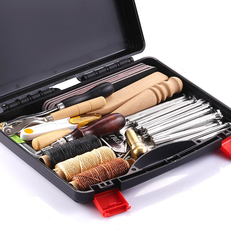 59PCs  Leather Craft Tools Kit Tools DIY Groover Punch Kit Stiching Carving Craft Sewing