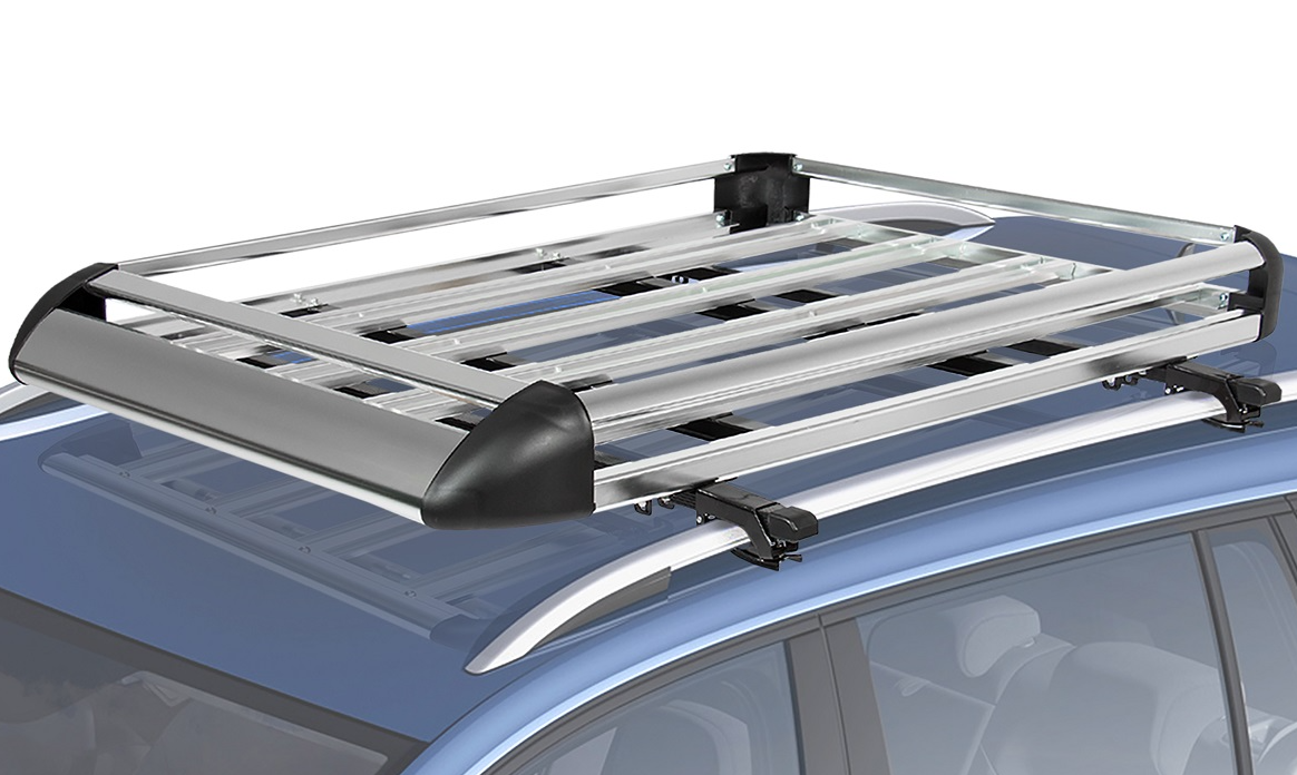 Top view of roof rack basket universal showing tie-down points