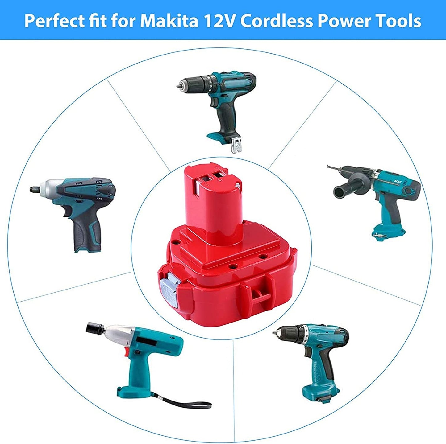 Makita 12V 2000mAh battery in black plastic casing