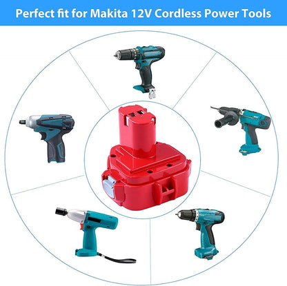Makita 12V 2000mAh battery in black plastic casing