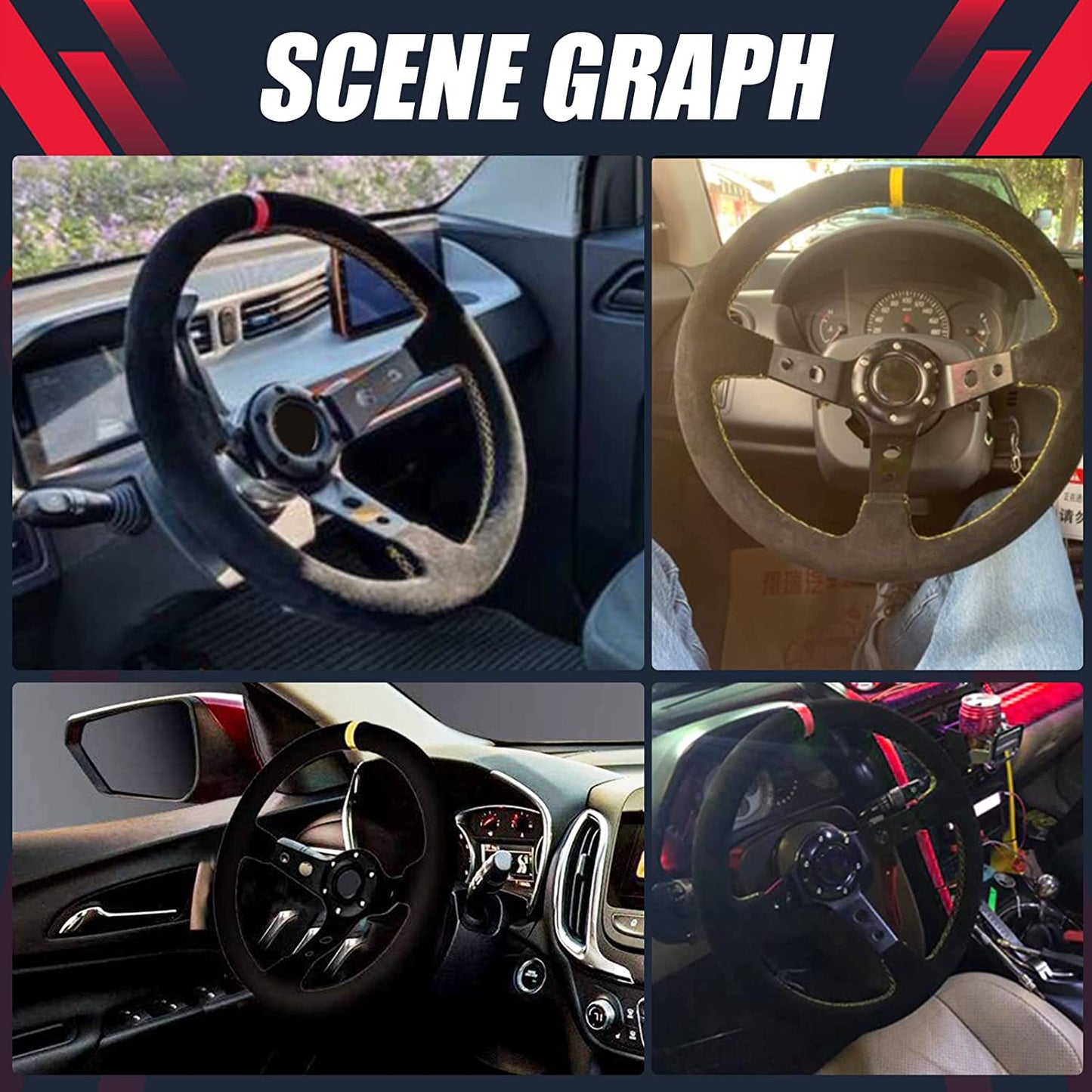 350mm steering wheel showing horn button detail