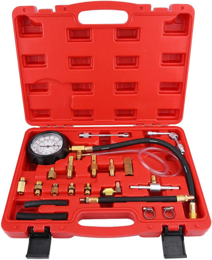 Fuel pressure tester kit including instruction manual and accessories