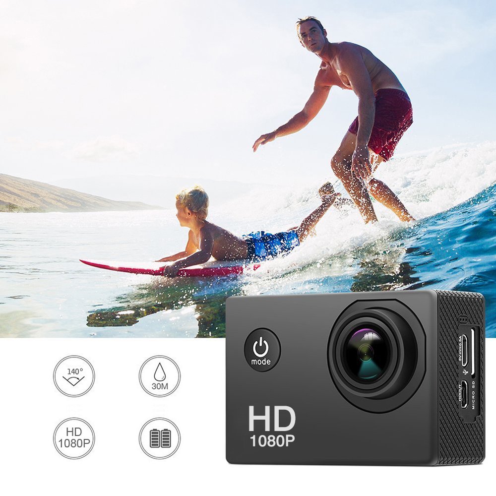 Close up of 140 degree wide angle lens on action camera