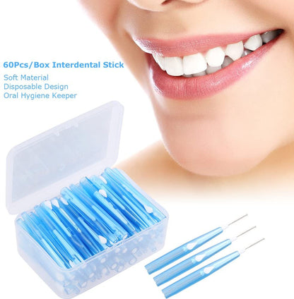 Interdental brush cleaning food residue between teeth