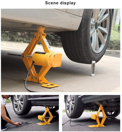 Electric car jack 3 ton 12V steel power cord and battery clip close-up