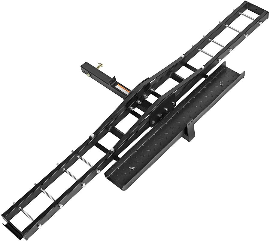 Motorbike carrier dirt bike rack with ramp folded for storage