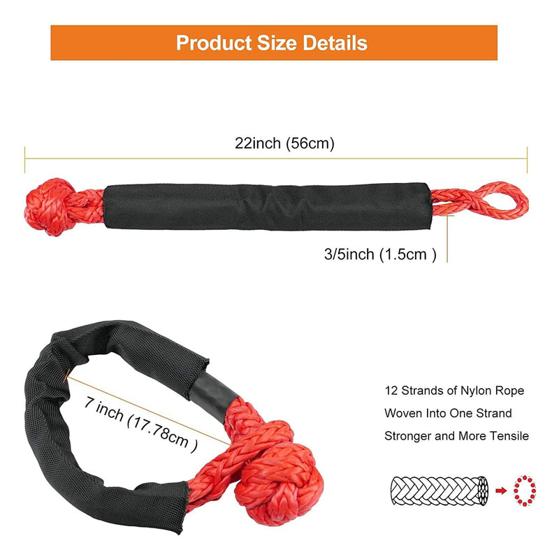 Soft Shackle Recovery Rope with Protective Sleeve