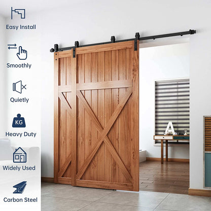 Barn door hardware carbon steel track with mounting clamps
